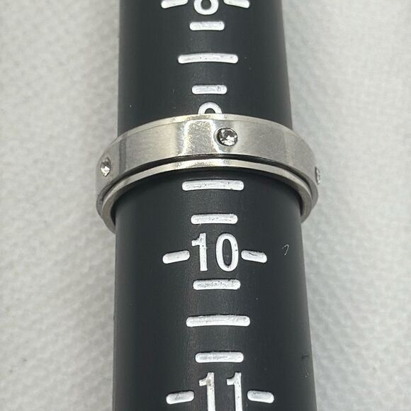 Brand New!! Size 10 Stainless steel plated eternity spinner fidget ring with zir - Picture 4 of 4